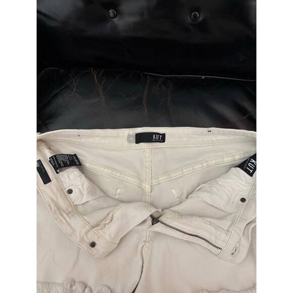 Kut from the Kloth Jane‎ High Rise Frayed Hem Denim Shorts White Size 14 - Picture 4 of 4